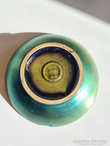 Zsolnay eozin convex round stamped ashtray
