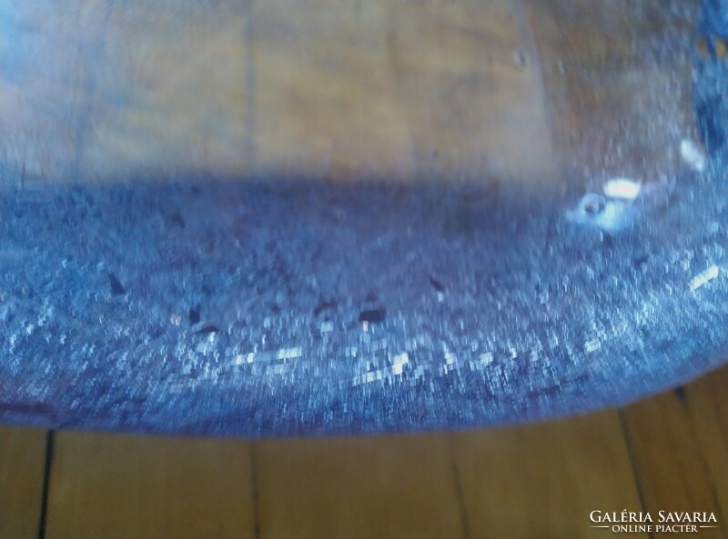 Kékes karcagi fátyolüveg váza, 24 cm