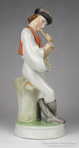 1Q332 old large Zsolnay flute player porcelain figure 26 cm