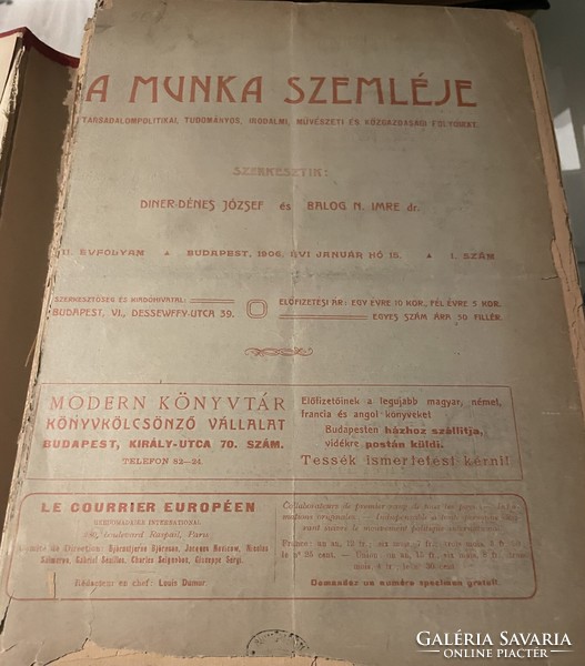 A Munka Szemléje 1906-1907 2 kötet lapra szedve.