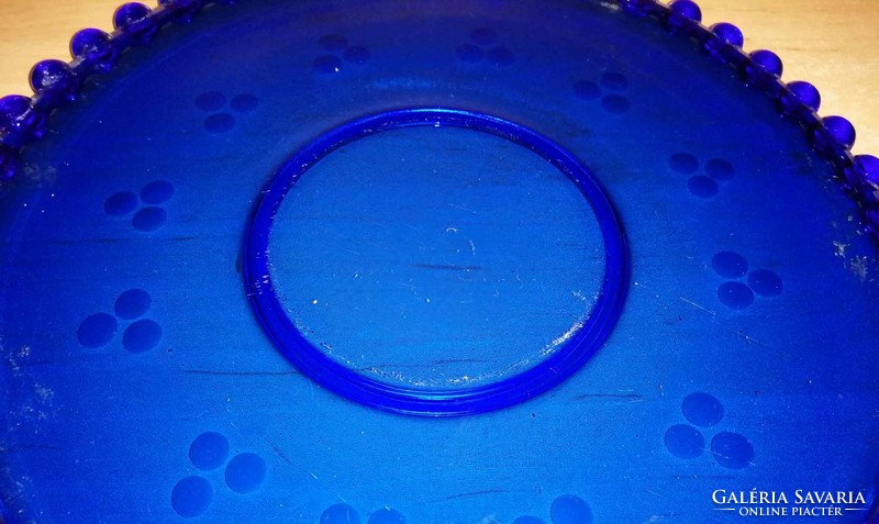 Retro blue glass cake plate, cake stand - dia. 30cm (6p)