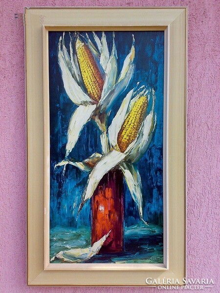Modern reproduction by a German artist. Corn still life