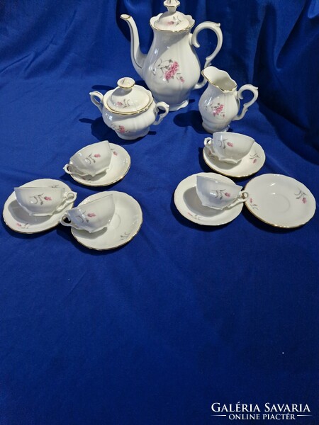 M z Czechoslovak carnation pattern gold decorated coffee set