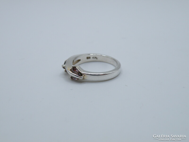 Uk0173 pink stone silver 925 ring size 52 1/2