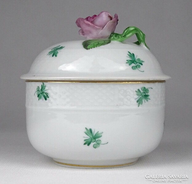 1Q329 old Herend porcelain bonbonier with parsley