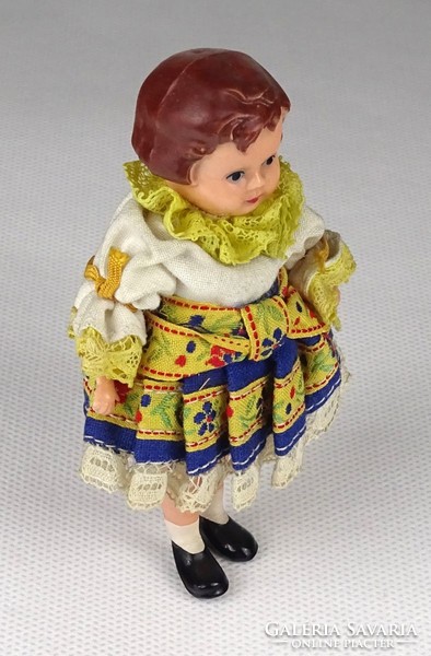 1Q414 old small plastic doll dressed in folk costume 10 cm