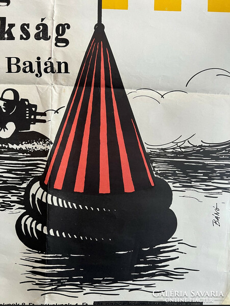 1968 motorcsónak verseny  reklám plakát poszter offset - Litografia -,Baja