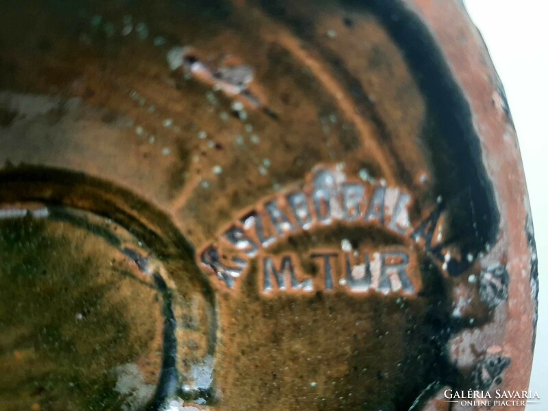 A piece of Mezőtúr pottery marked with a crown or a king's jar from around 1890-1900, in a curious condition