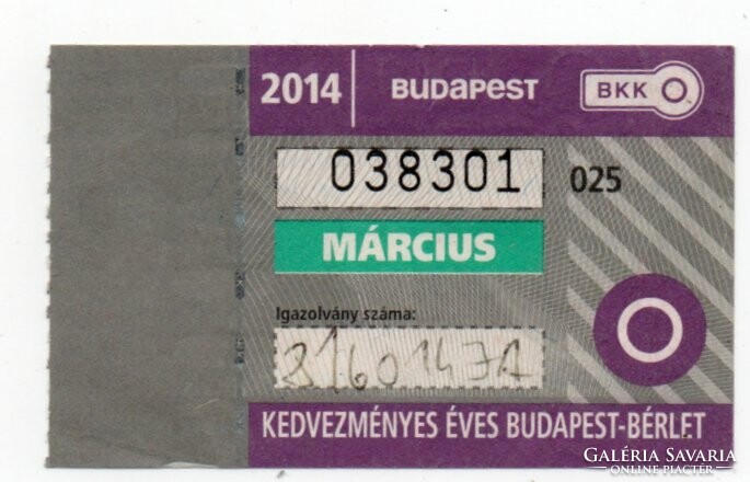 BKV  Bérlet   2014   Március