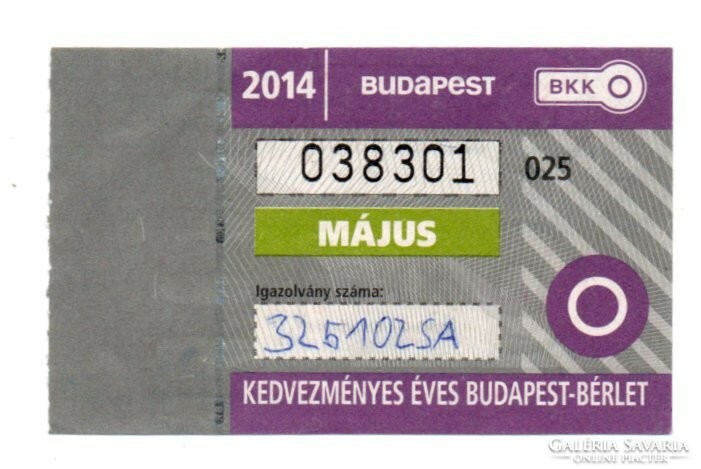 BKV  Bérlet   2014   Május