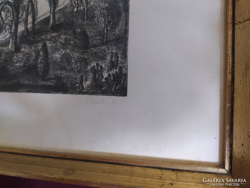 Szabó Vladimir - Kilátás a Halászbástyáról hibátlan rézkarc eredeti keretében, szignózott, 60x 45 cm