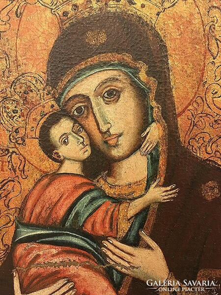 Large, 200 years old, Vladimir? Mother of God (Virgin Mary), 82x62cm icon-like painting