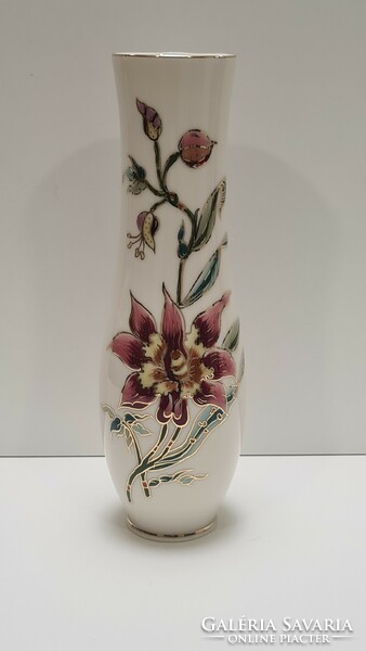 Zsolnay lily / orchid pattern vase