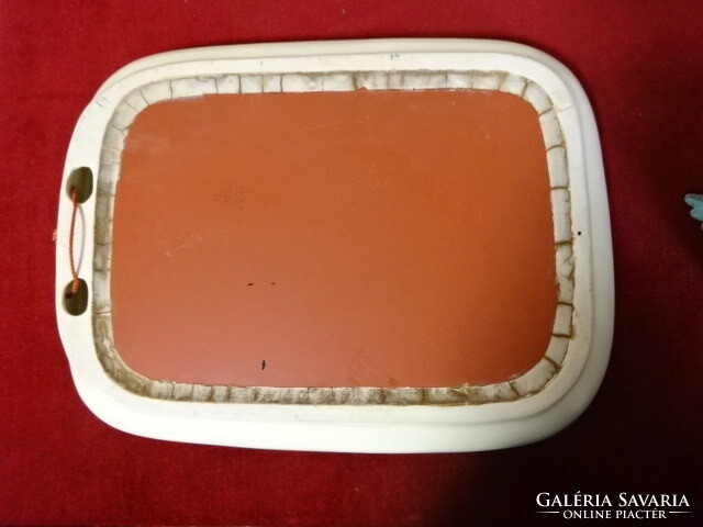 Ceramic framed mirror from the 1930s. External size: 39 x 30 cm. Jokai.