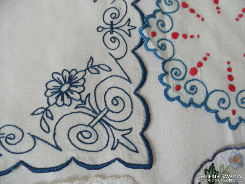 Hand-embroidered old tablecloths, shelf strips for creative purposes (12 pcs.)