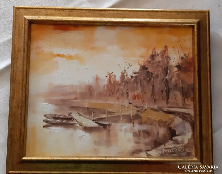 István pál Pintér: sunny lake oil painting