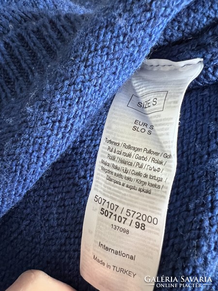 Orsay bő fazonú, oversized garbó nyakú kötött meleg pulóver, kék-fehér