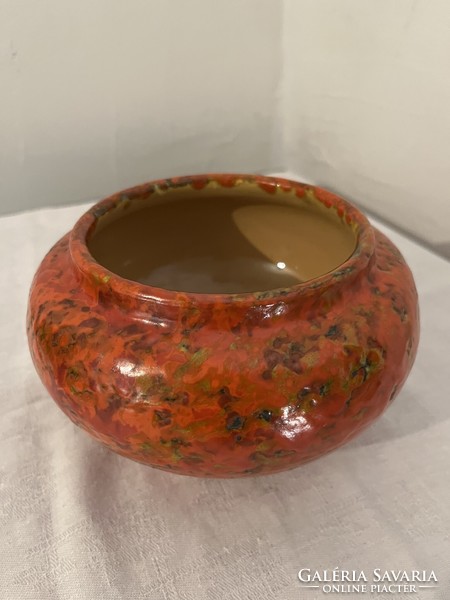Retro Hódmezövàsàrhelyi red ceramic kaspo table decoration