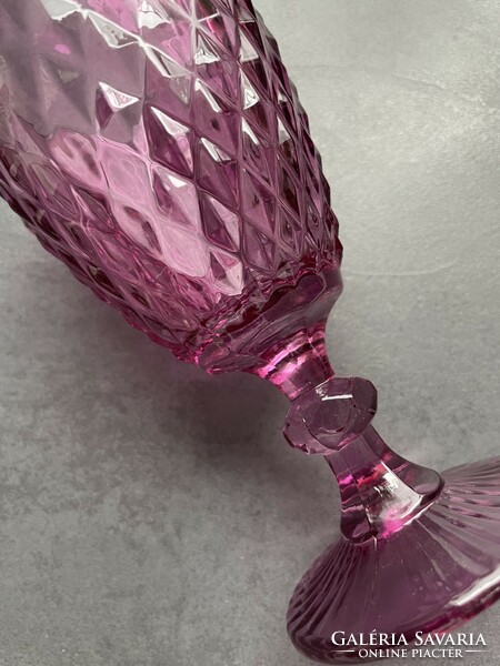 Beautiful crimson purple glass stemmed glass, vintage goblet