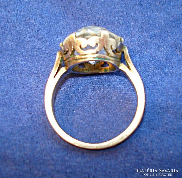 Antique gold ring with diamond-cut rock crystal