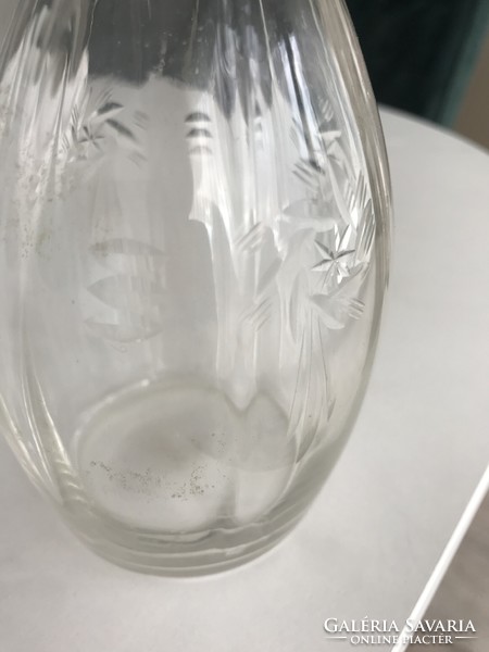 Régi csiszolt üveg, asztali kínáló / karafa 24cm