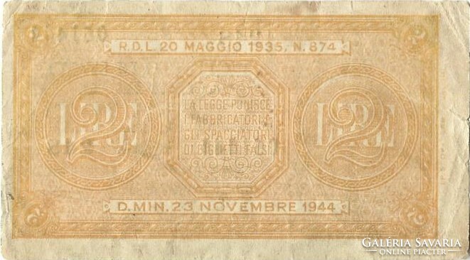 2 lire lira 1944 Olaszország 3.