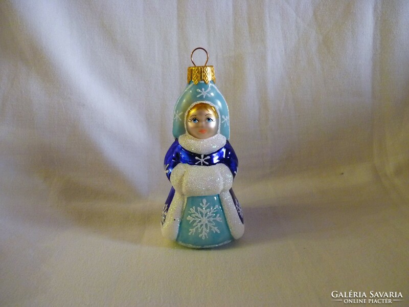 Retro-style glass Christmas tree decoration - girl in winter clothes (