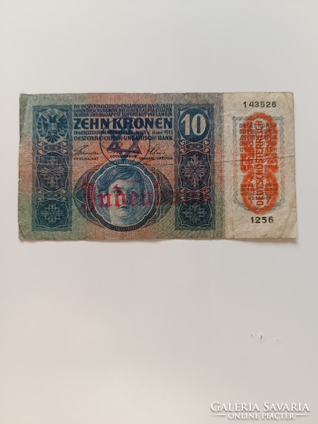 10 Korona 1915 Judenbank overstamped