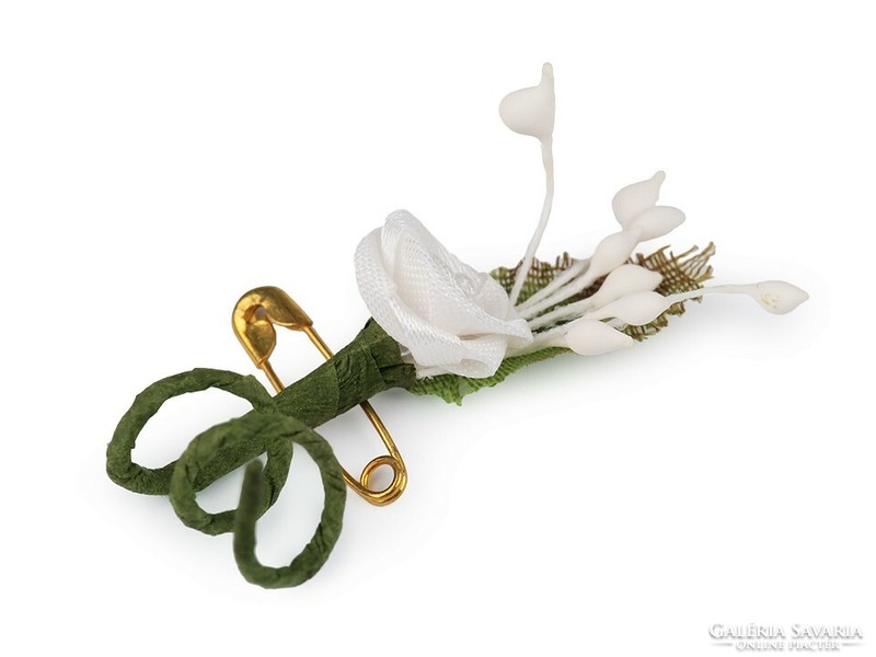 Wedding bok07 - bok cream, brooch with ecru satin rose