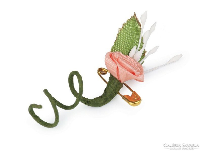 Wedding bok09 - bok cream, brooch with peach-colored satin rose