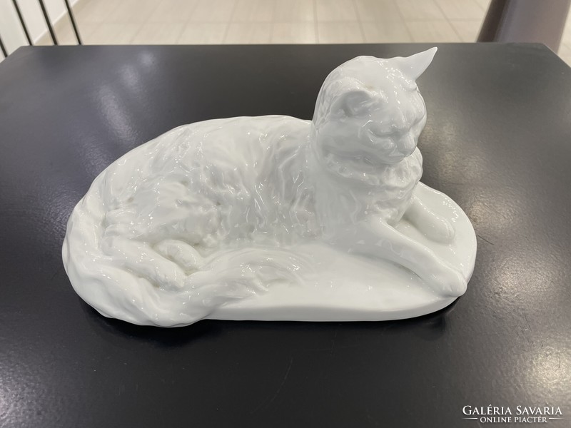 Vastagh Éva Herendi porcelán macska cica figura szobor állatfigura óherendi
