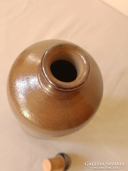 Old artisan marked m Fürst Westerwalder grain brandy drink glazed stoneware pouring flask