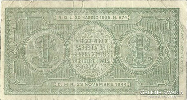 1 Lira 1944 Italy 1.