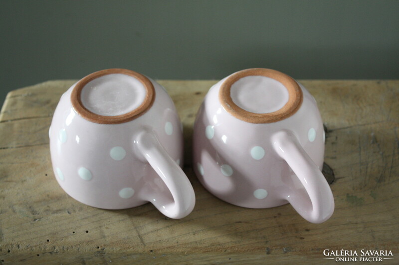 Cappuccino tea pink polka dot ceramic cup - new, flawless