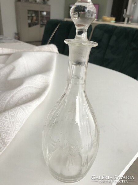 Old polished glass, table serving / decanter 24cm
