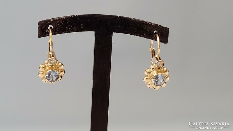 14 K gold women's earrings with pale blue stone 2.64 g