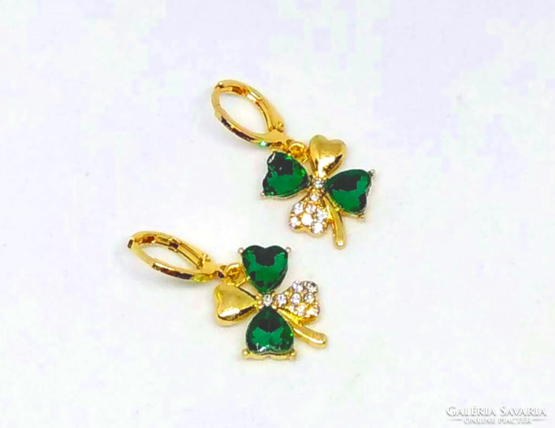 Four-leaf clover, gold-plated earrings 34