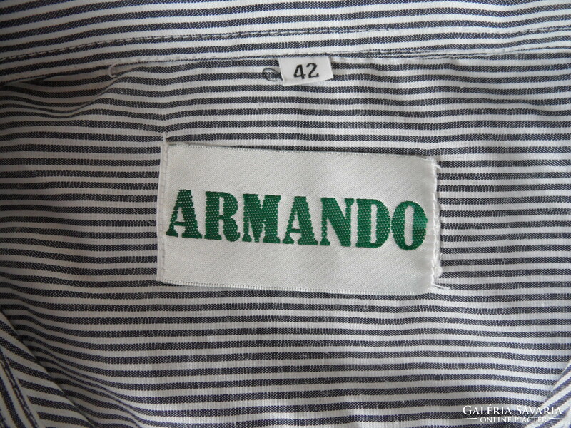 Armando black and white striped men's shirt ( size 42 )