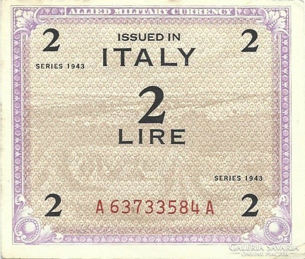 2 Lire lira 1943 Italy military military uncirculated