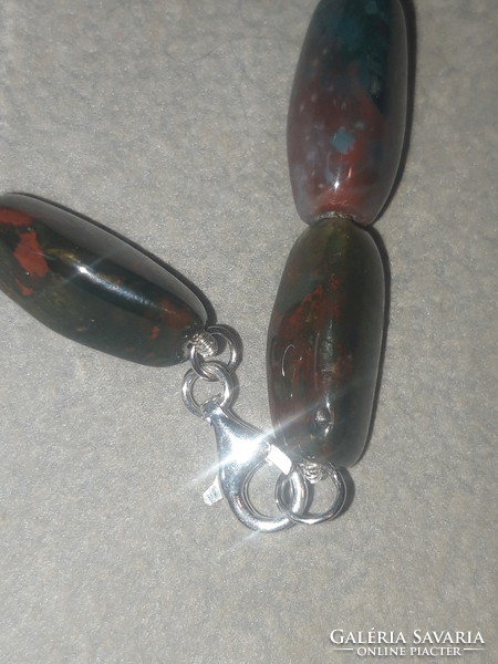 Large-eyed heliotrope (bloodstone) set with silver mounting