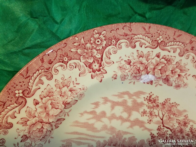 English, scenic porcelain cake plate...6 Pcs.