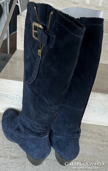 Lazzarini dark blue suede lined boots-40, like new