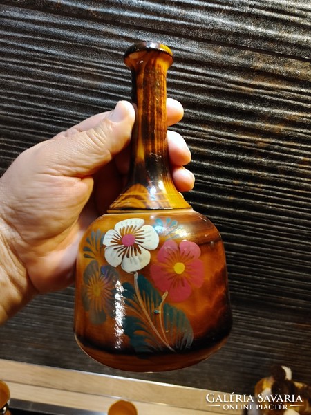 Carved decorative wooden brandy set