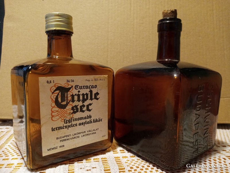 Two different old triple sec liqueur bottles 0.5 l