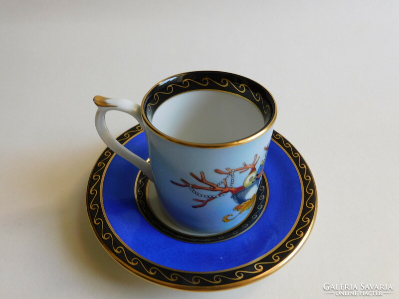 Kézzel festett kávés szett - Ajka Porcelánfestő Manufaktúra - egyedi, gyűjtői darab