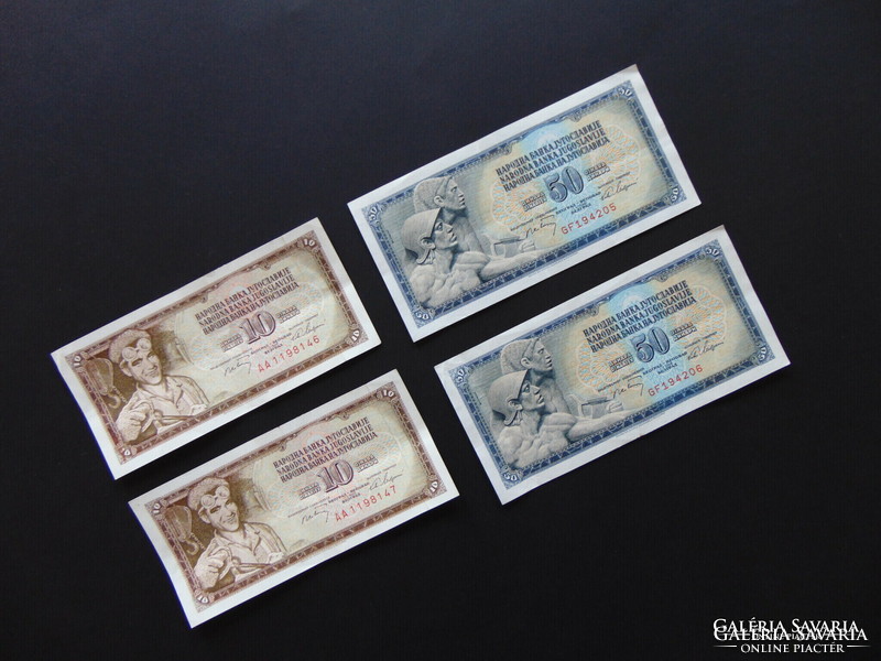Jugoszlávia 2 x 2 darab dinár bankjegy Sorszámkövető !