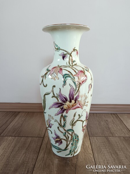 Old Zsolnay large orchid pattern porcelain vase