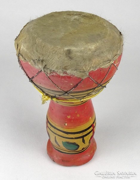1Q420 earthenware conga drum with painted animal skin 19.5 Cm