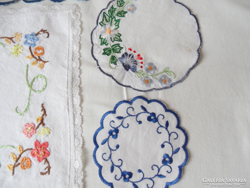 Hand-embroidered old tablecloths, shelf strips for creative purposes (12 pcs.)