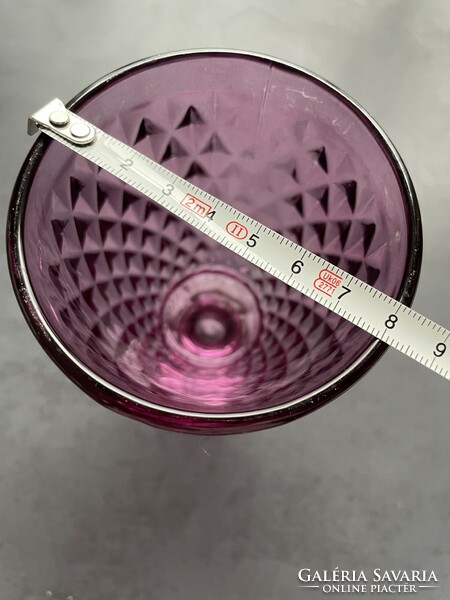 Beautiful crimson purple glass stemmed glass, vintage goblet